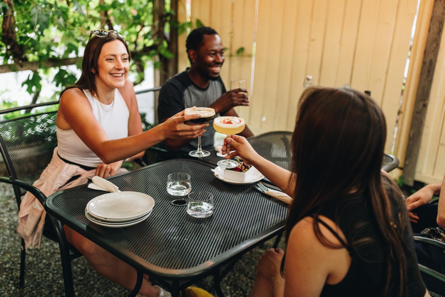 friends toasting at restuarant