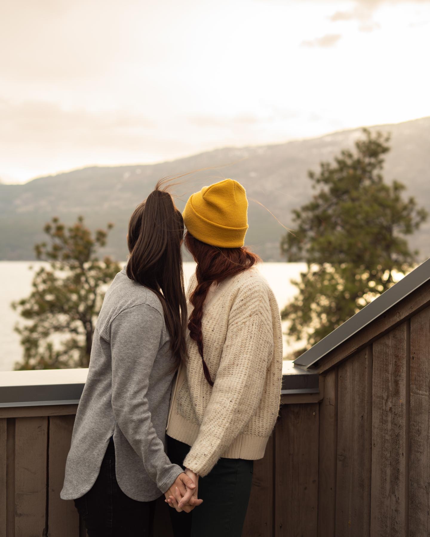 Couple looking out at Okanagan Lake