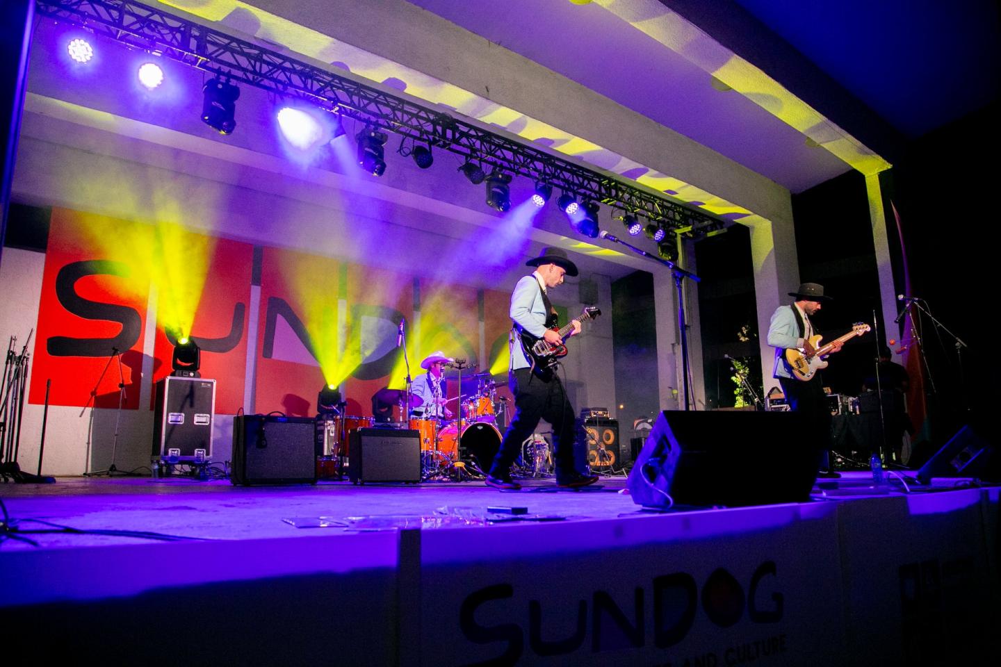 concert in the park with lighting effects