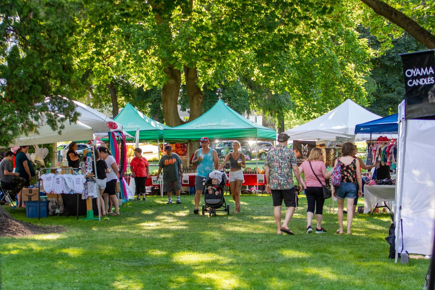People shopping at the Polson Market