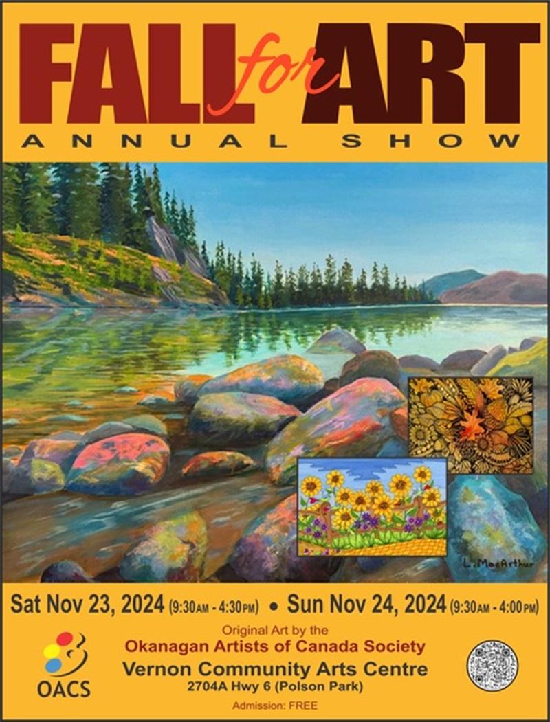 The Fall for Art Show and Sale with original art by Okanagan Artists of Canada is happening November 23 and 24th in Vernon