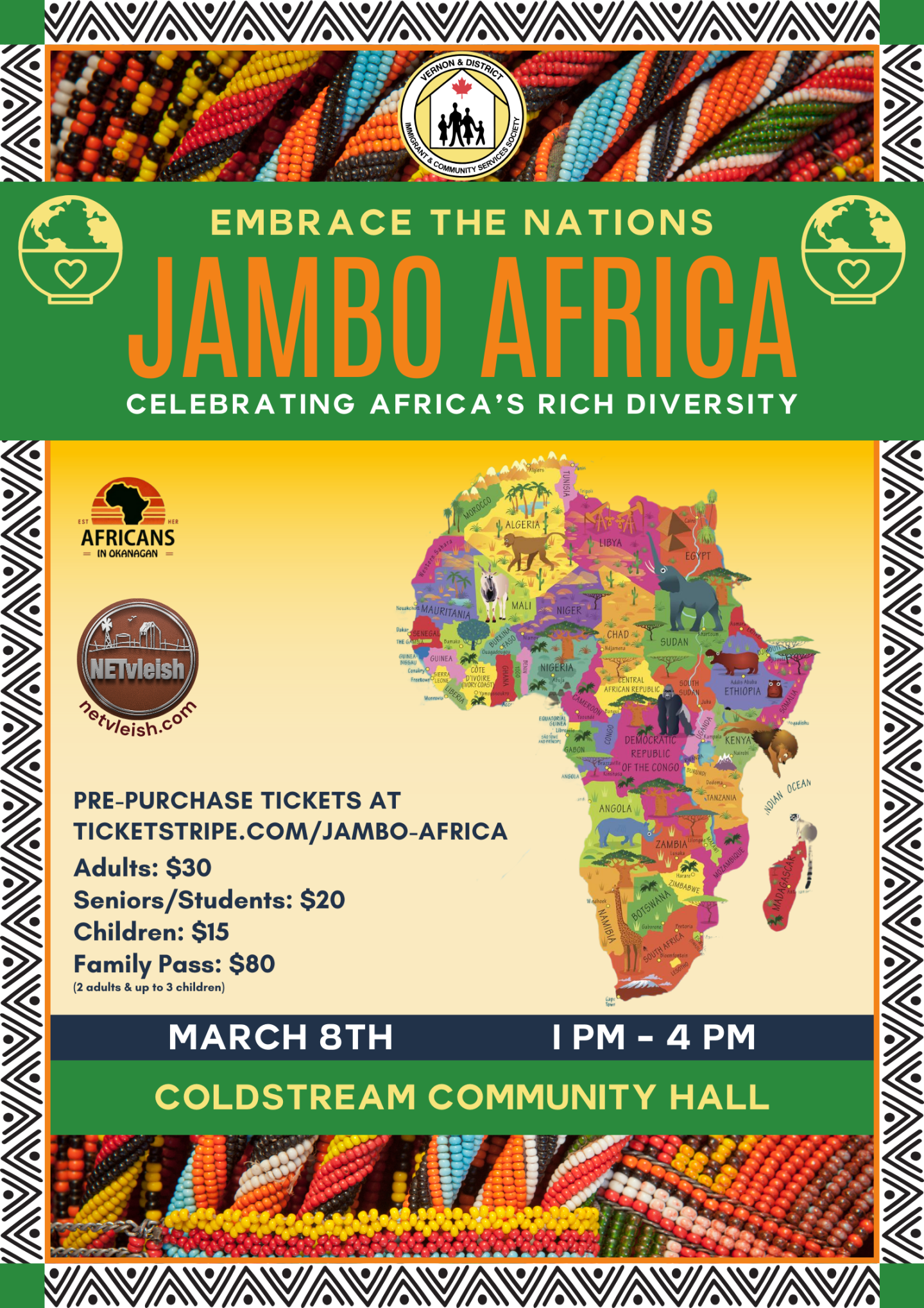 Jambo Africa - March 8th 1pm to 4pm at Coldstream Community Hall