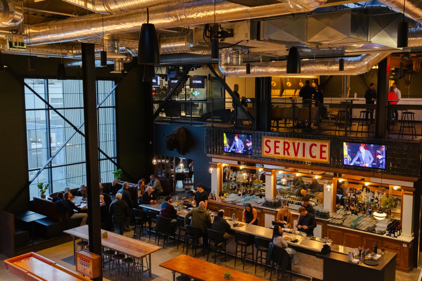 view of bar from upper level